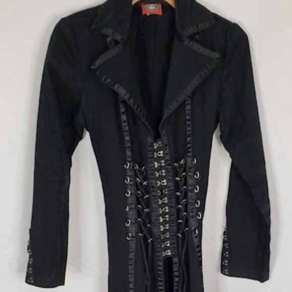 RedBalls Jackets & Blazers - RB Redballs on Fire London LA Gothic Trench Coat, Corset Lace Vintage -- Size L